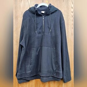 NWT Men's All in Motion 3/4 zipper black sweater with hoodie, XXL